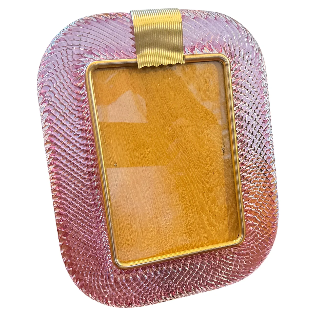 Barovier Murano glass and brass picture frame, 1990s 1