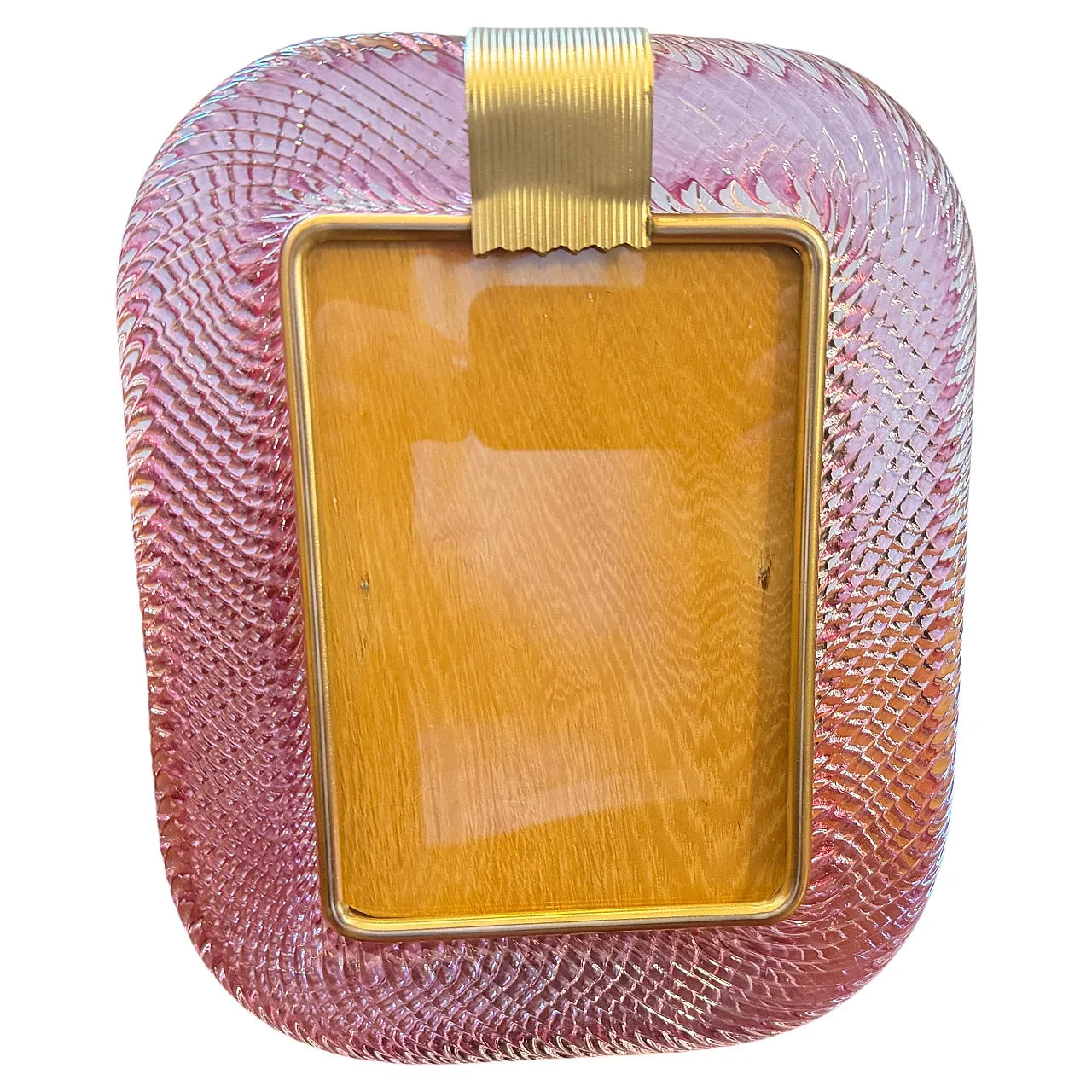 Barovier Murano glass and brass picture frame, 1990s 2