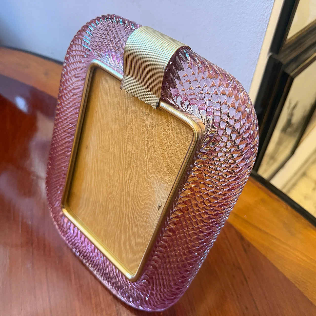 Barovier Murano glass and brass picture frame, 1990s 3