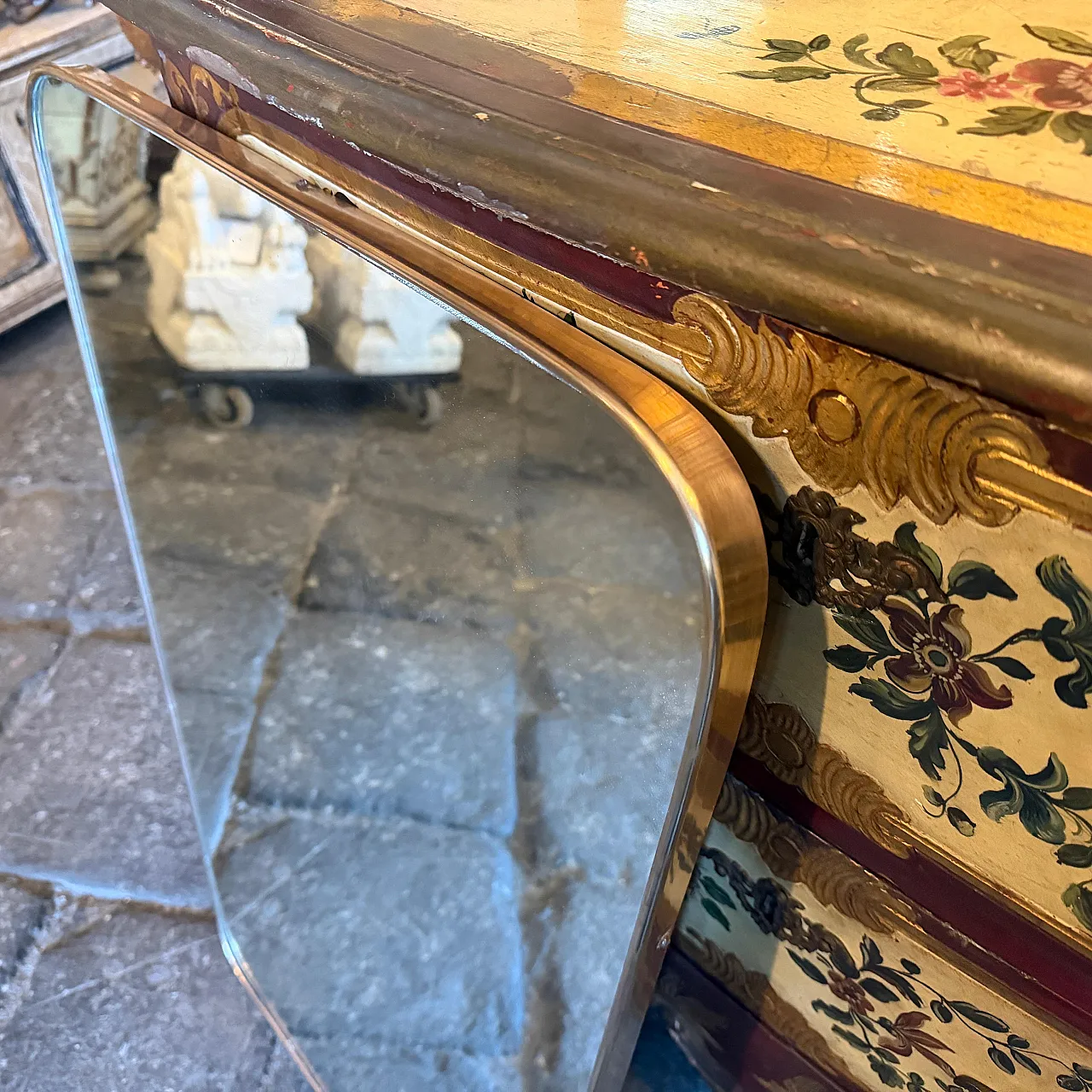 Specchio da parete in ottone Mid-Century Modern di Gio Ponti, anni '50 7
