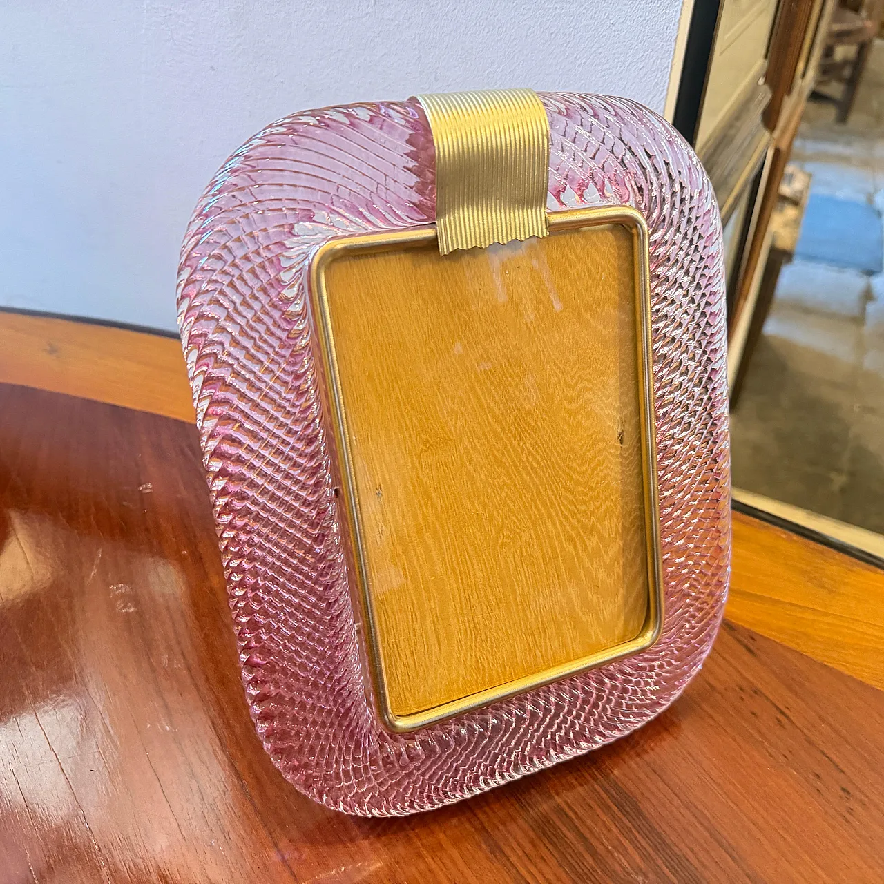 Barovier Murano glass and brass picture frame, 1990s 10