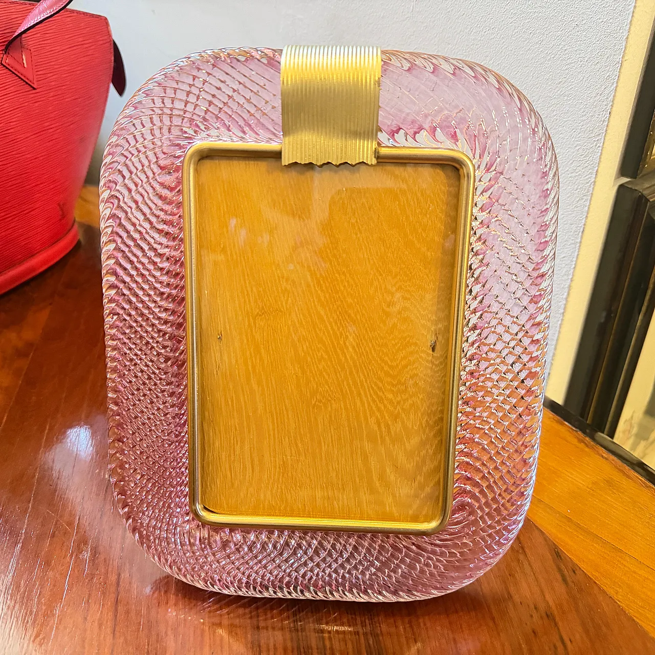 Barovier Murano glass and brass picture frame, 1990s 12