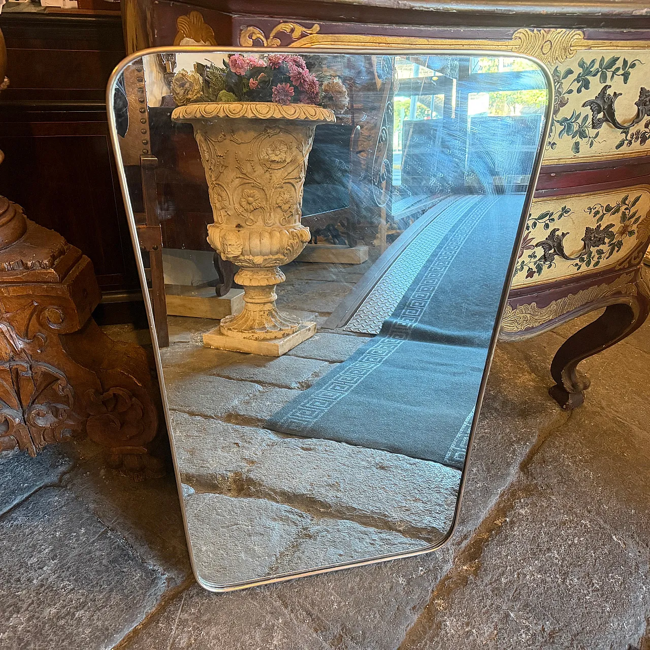 Specchio da parete in ottone Mid-Century Modern di Gio Ponti, anni '50 16