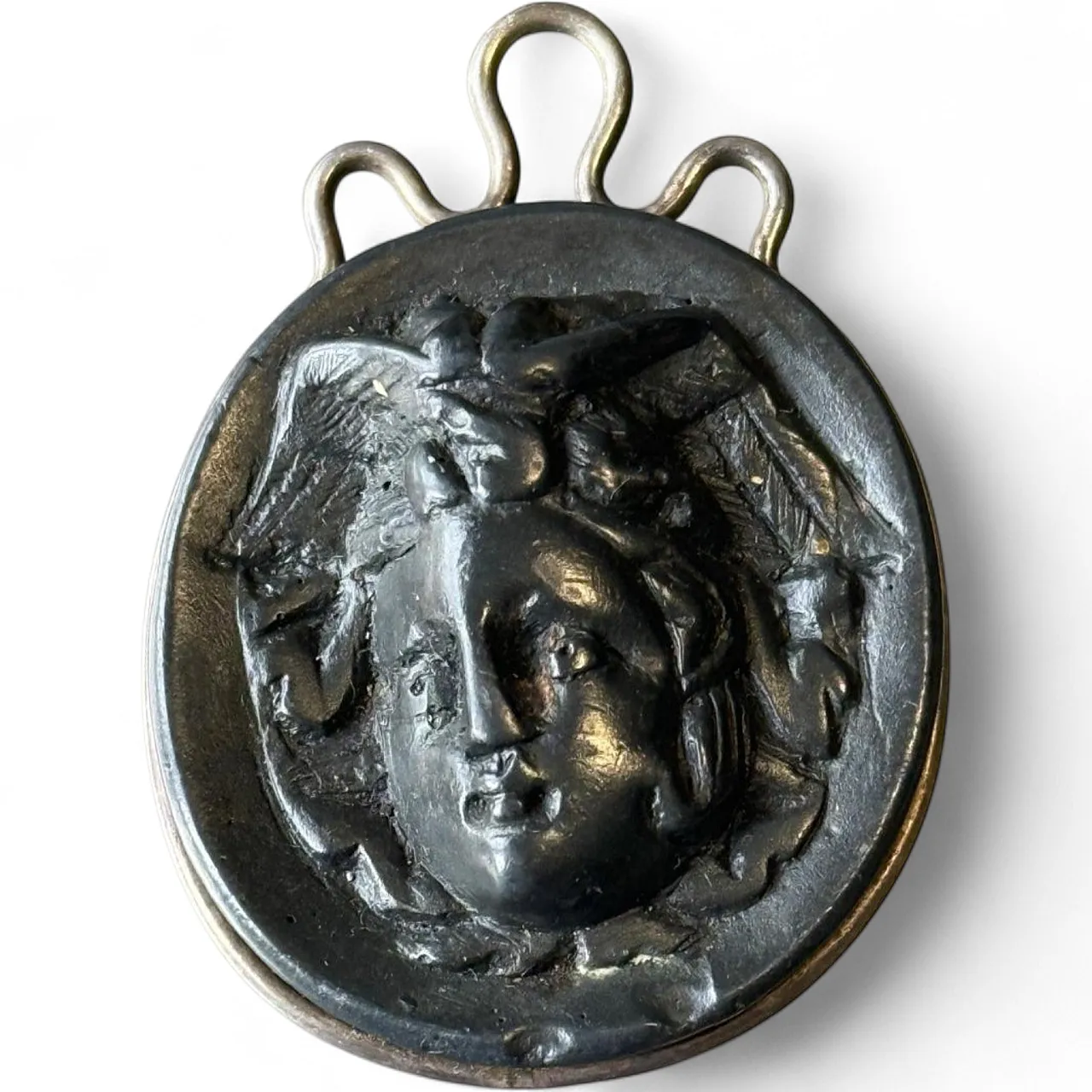 Antico pendente Medusa in argento romano Gorgoneion autentico 10