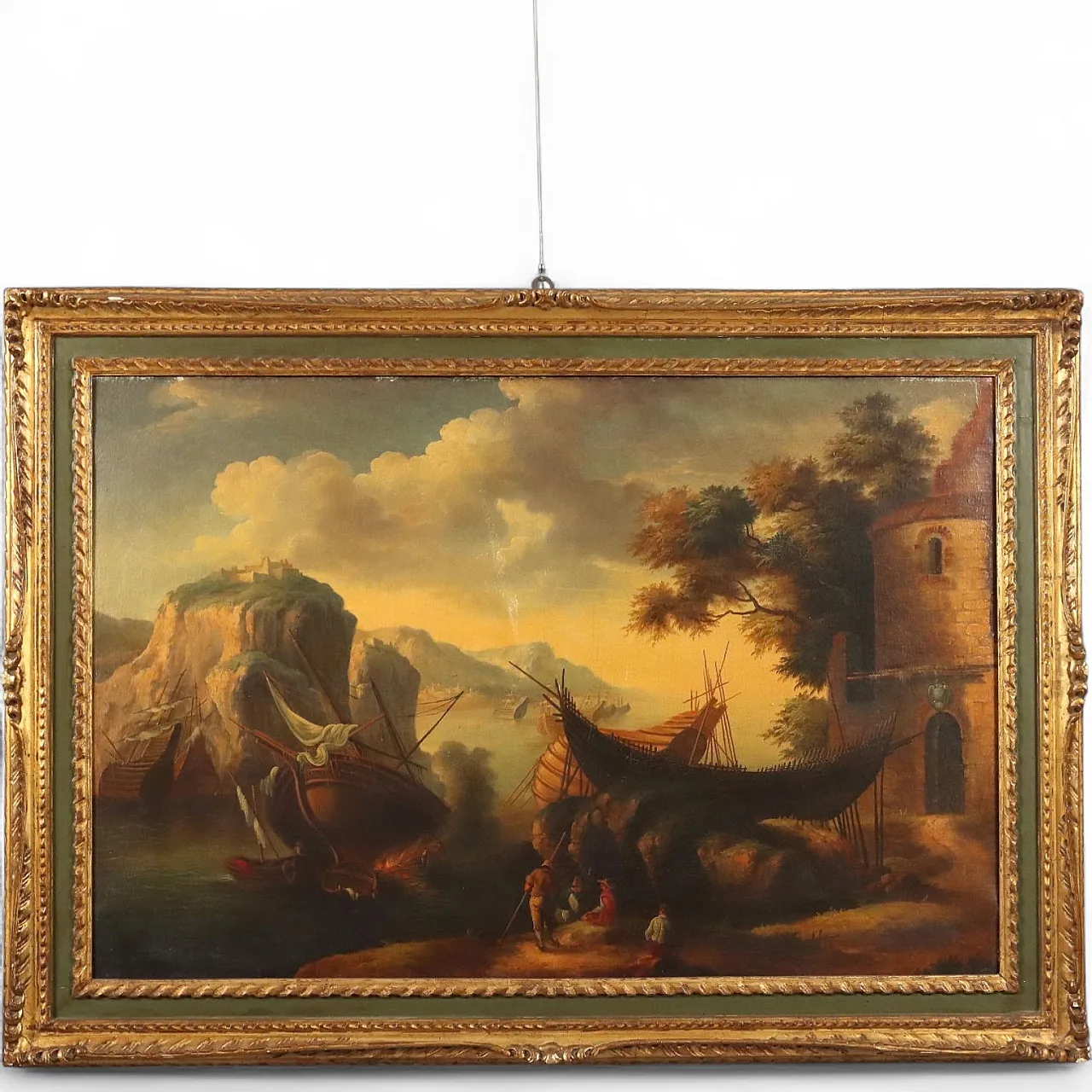 Seascape Painting with Wrecks and Figures, early 20th century 11