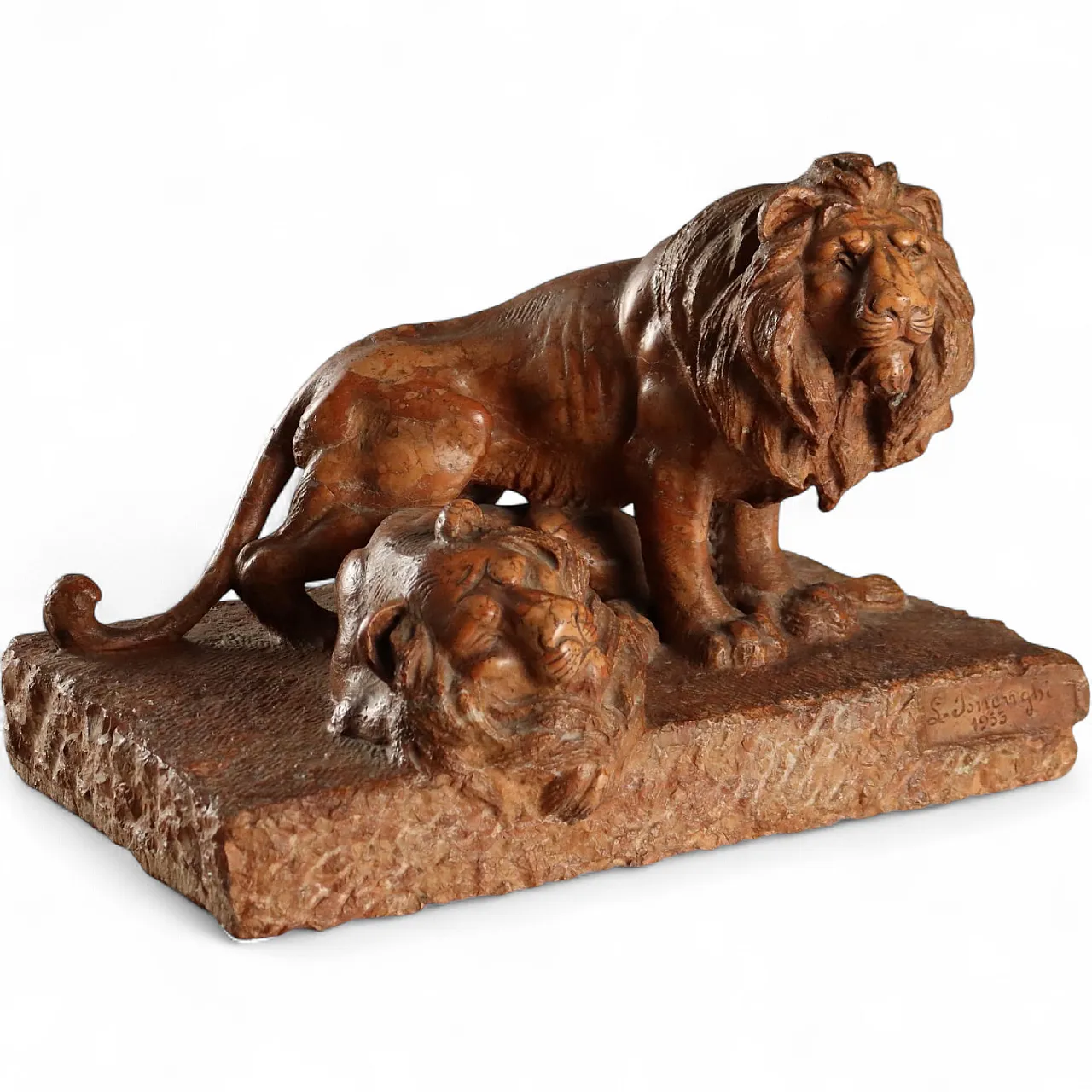 Lions sculpture in Verona red marble, 20th century 11