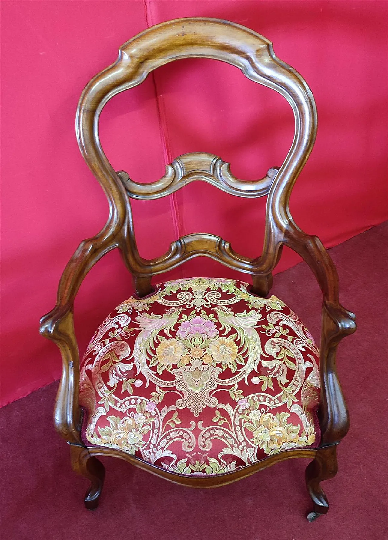 Pair of mahogany armchairs with open backrest, 19th century 2