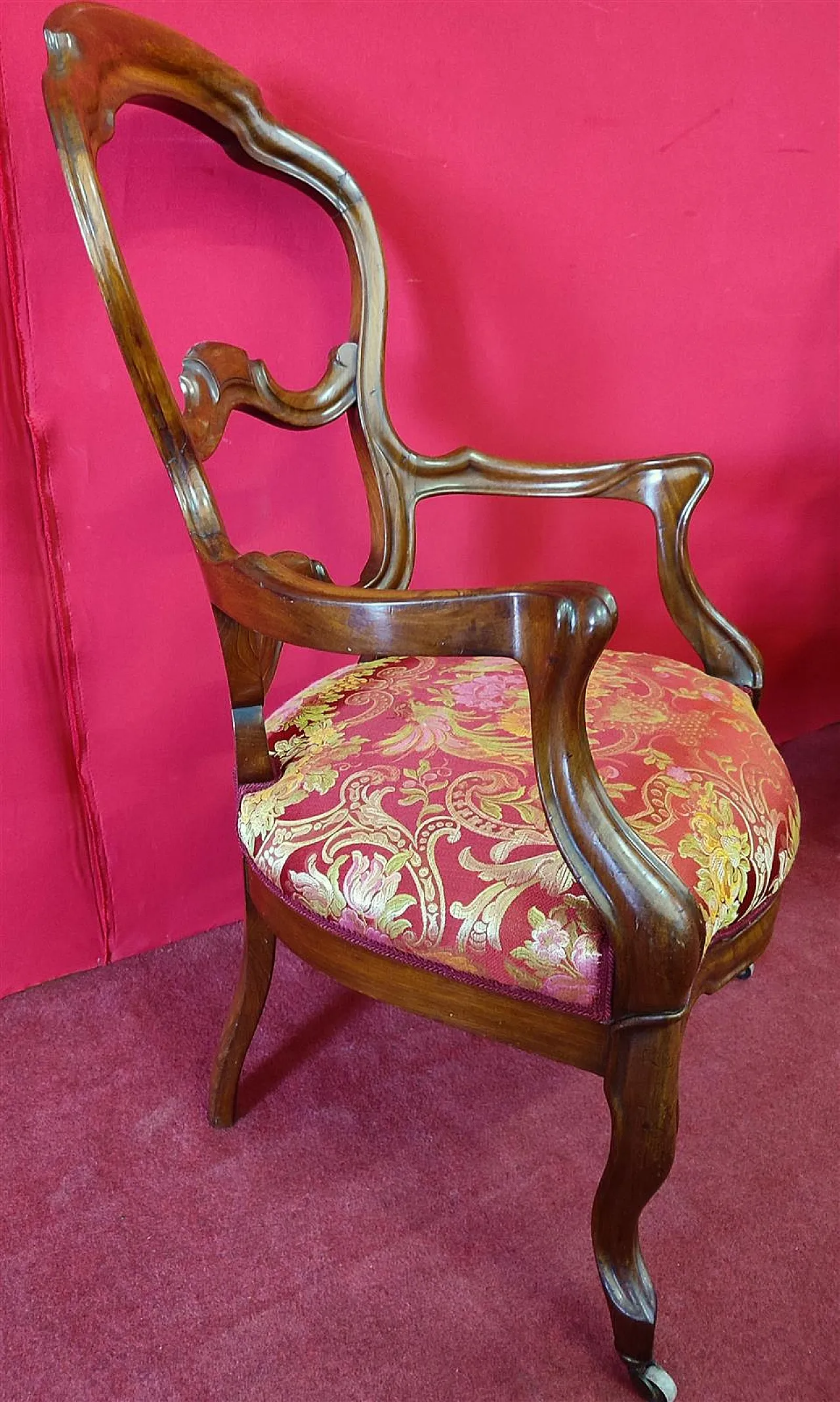 Pair of mahogany armchairs with open backrest, 19th century 3