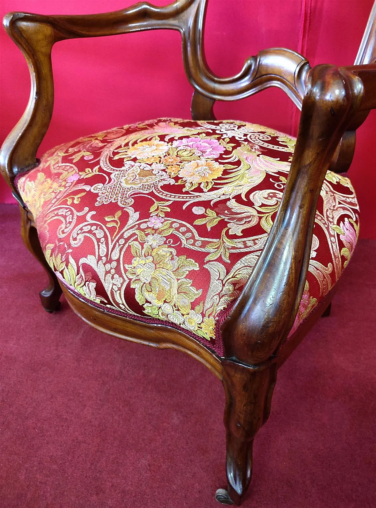 Pair of mahogany armchairs with open backrest, 19th century 4