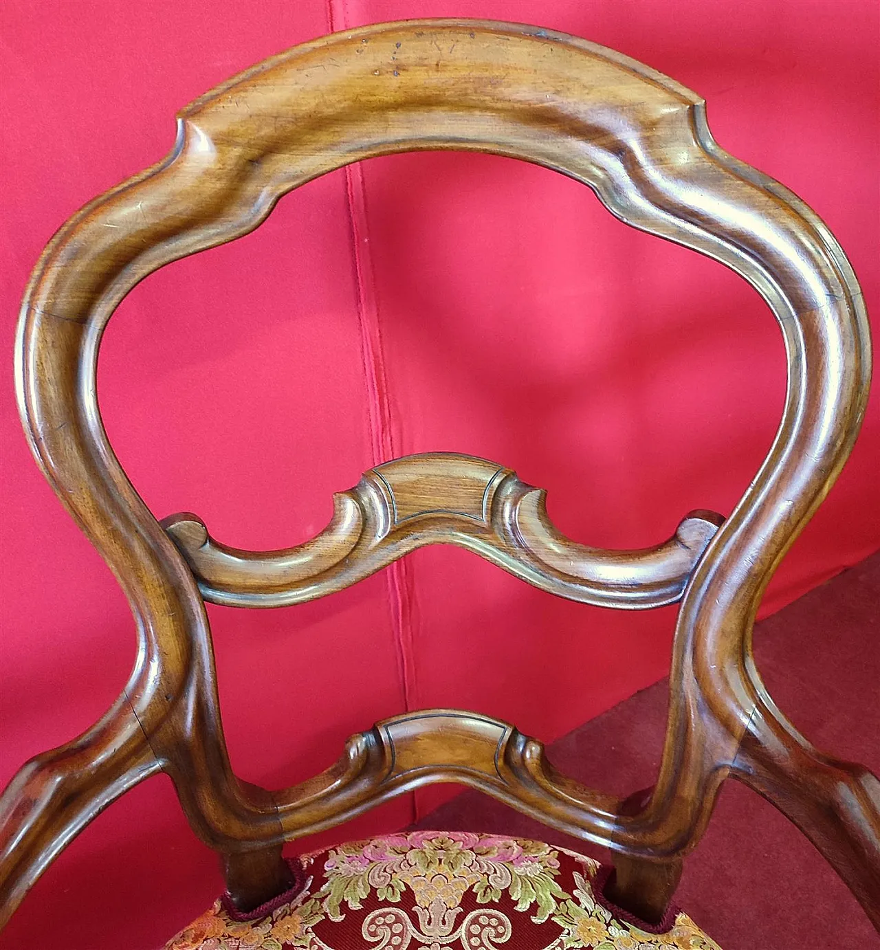 Pair of mahogany armchairs with open backrest, 19th century 7
