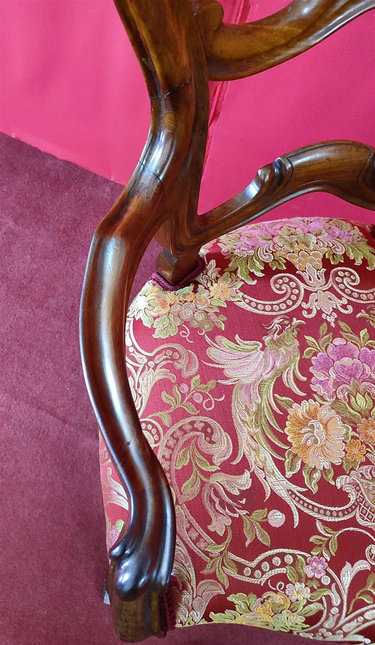 Pair of mahogany armchairs with open backrest, 19th century 8