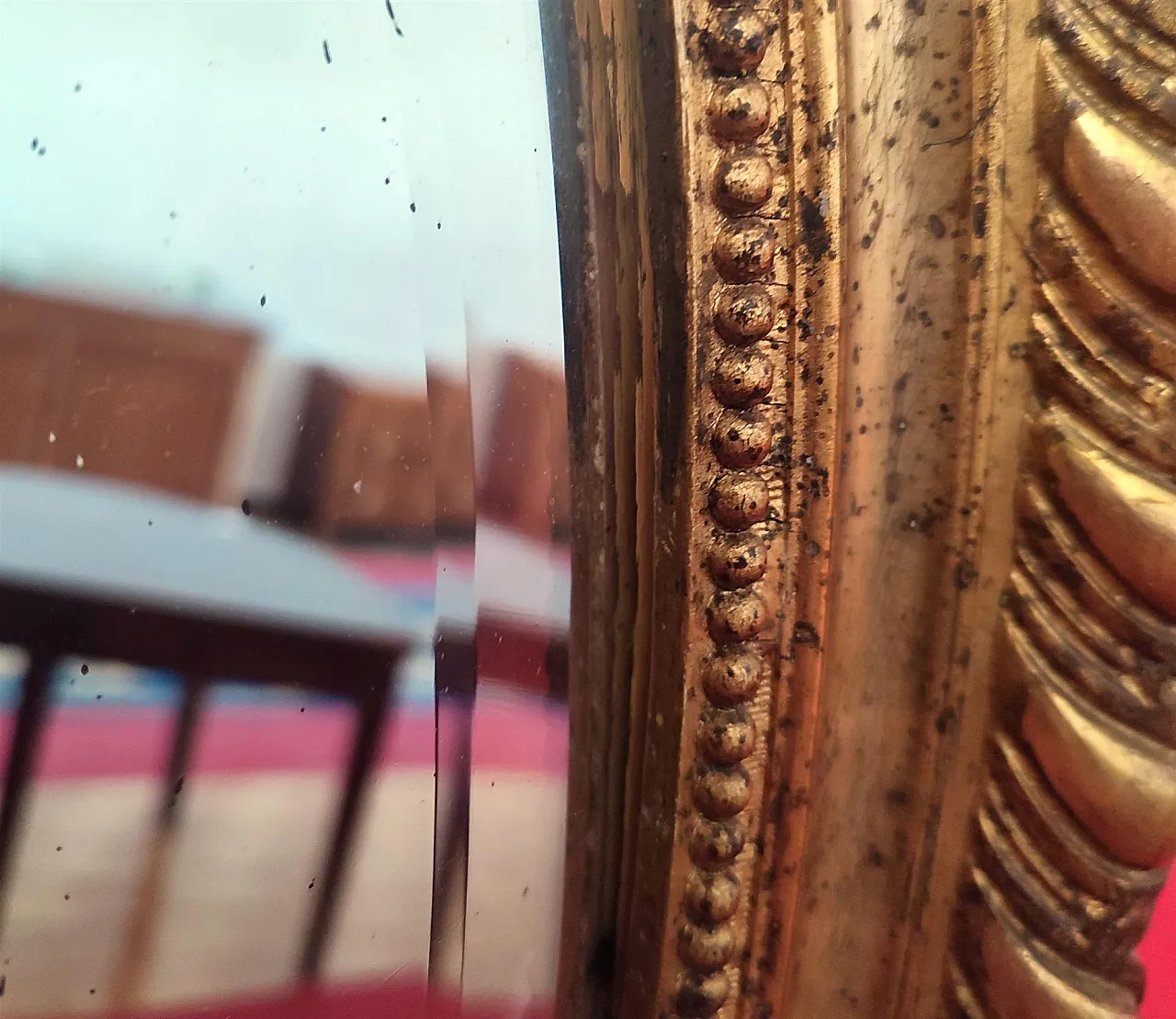 Specchiera ovale in gesso dorato con cimasa, '800 7