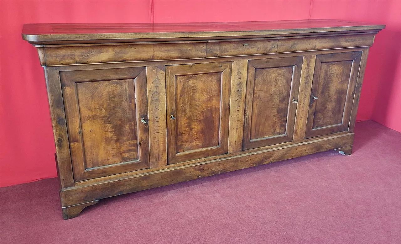 Walnut sideboard with four doors and three drawers, 19th century 1