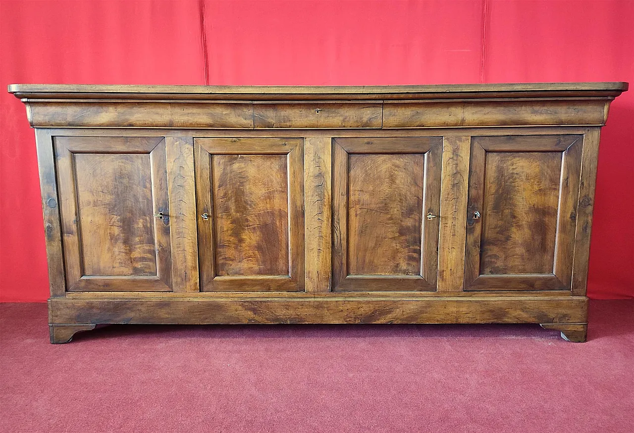 Walnut sideboard with four doors and three drawers, 19th century 10