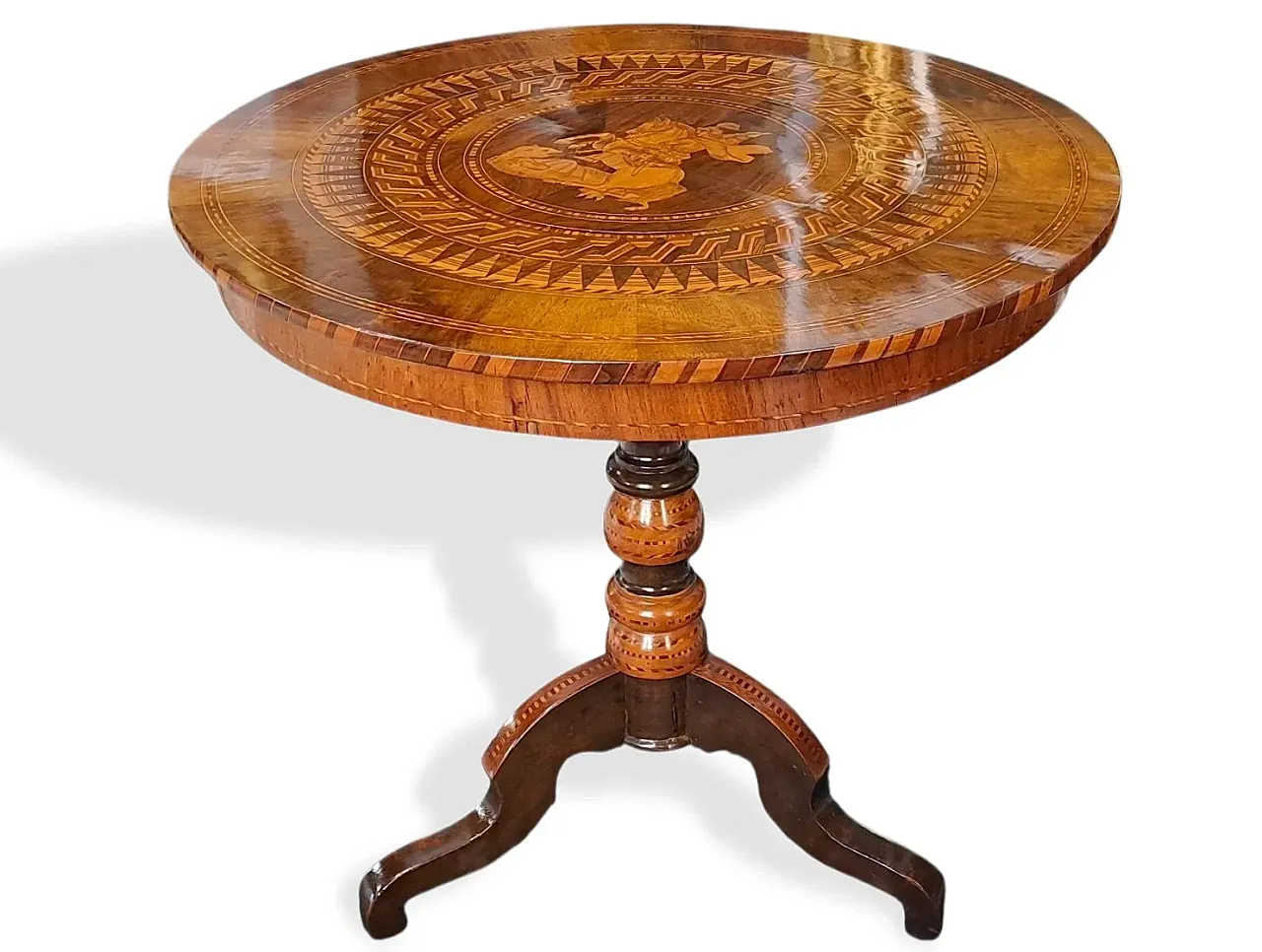 Round wooden coffee table, late 19th century 4