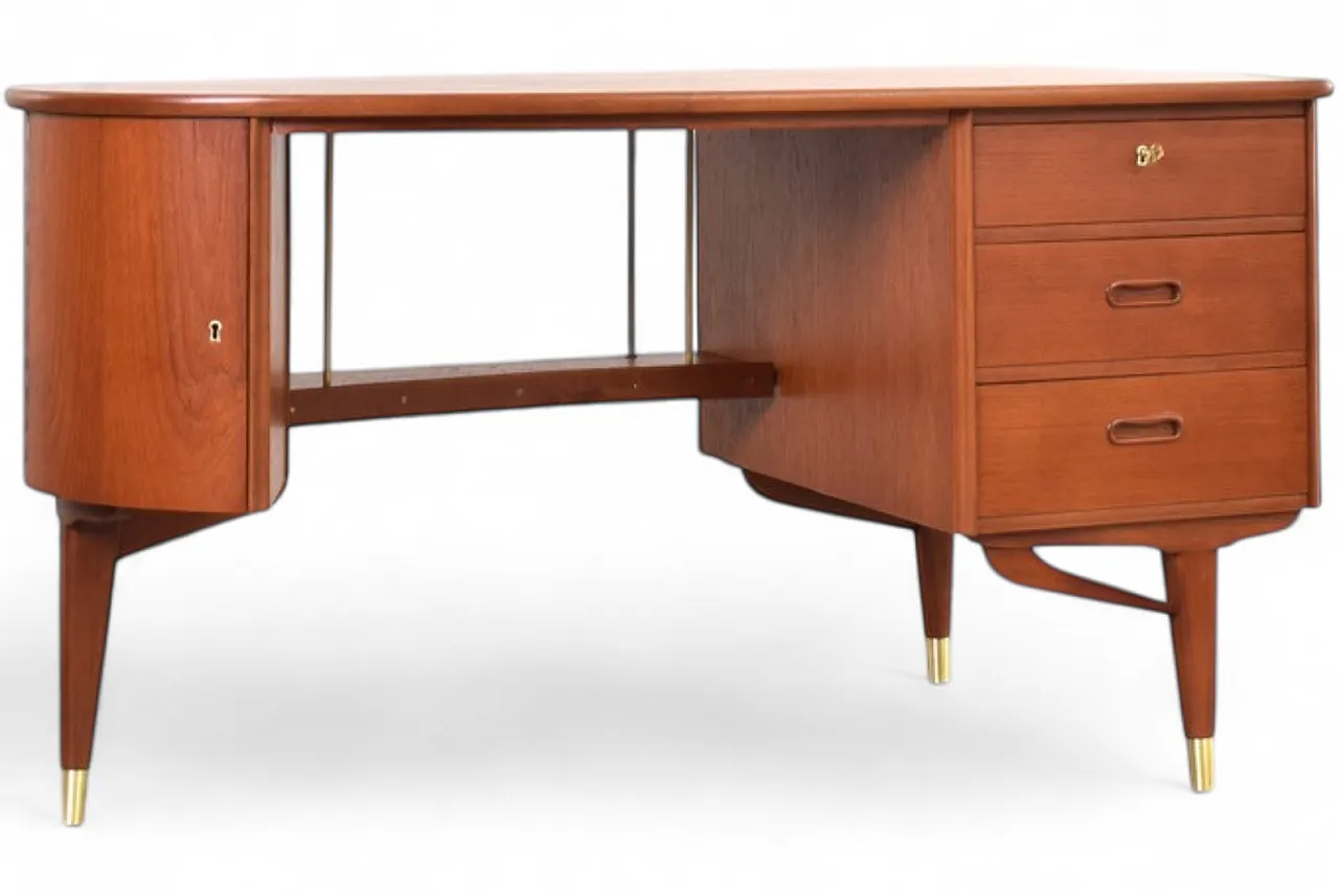 Scrivania Mid-Century in teak organico di Sola Møbler, anni '60. 17