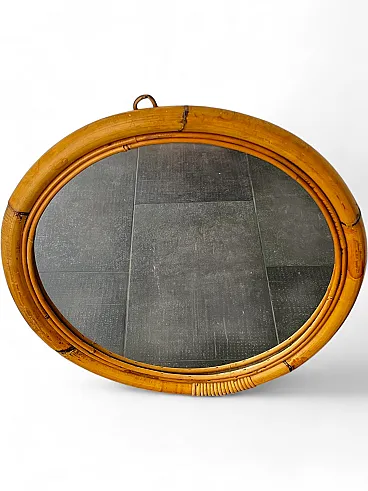 Specchio tondo in bambù e legno