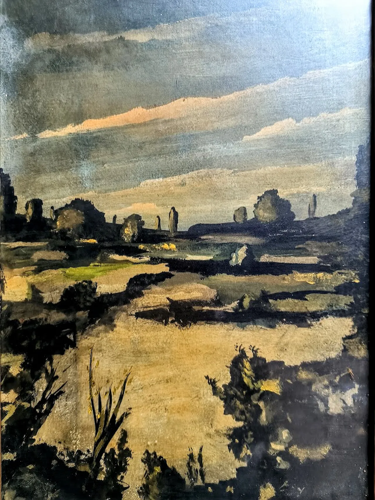 2 Due Dipinti di Paesaggi Padani incorniciati anni '50 5