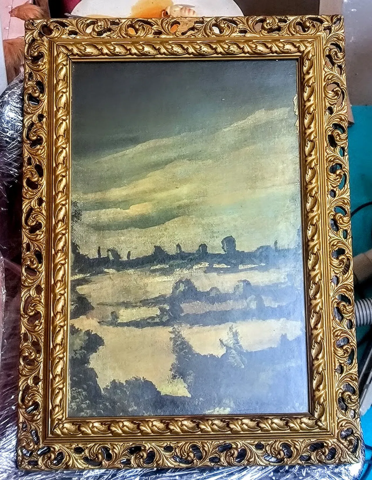 2 Due Dipinti di Paesaggi Padani incorniciati anni '50 9