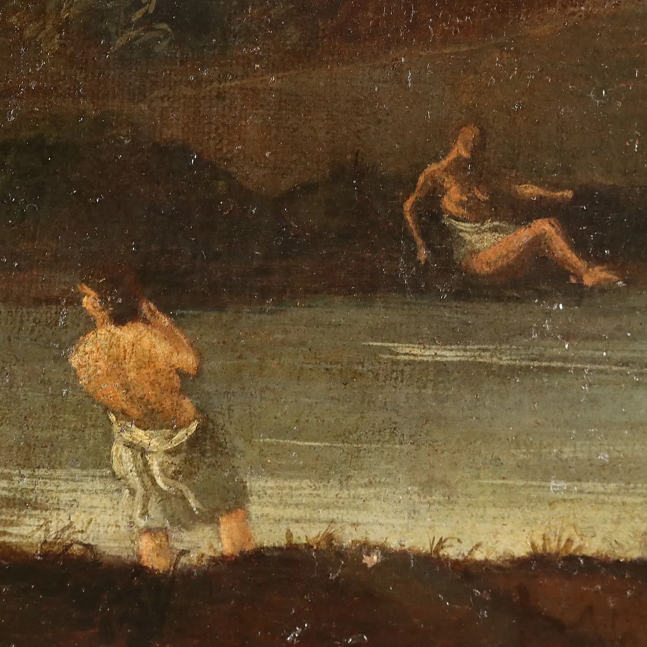 Landscape with Buildings and Bathers, oil on canvas, 18th century 5