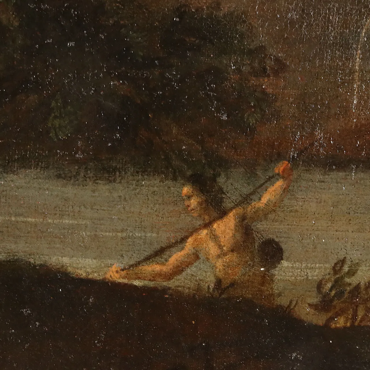 Landscape with Buildings and Bathers, oil on canvas, 18th century 6