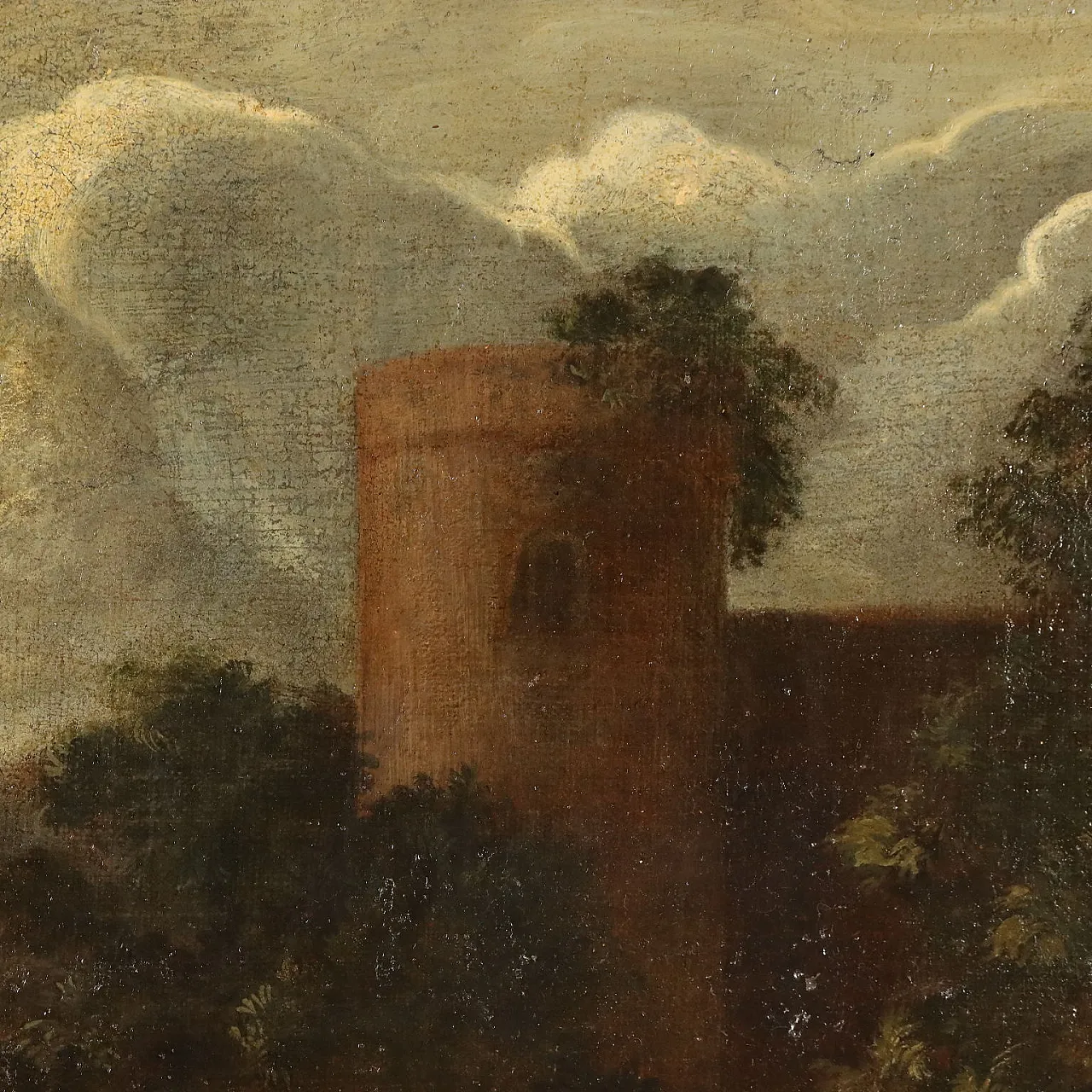 Landscape with Buildings and Bathers, oil on canvas, 18th century 7