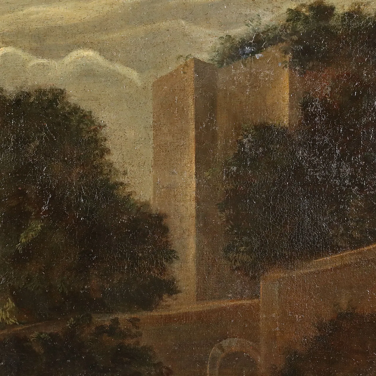 Landscape with Buildings and Bathers, oil on canvas, 18th century 8
