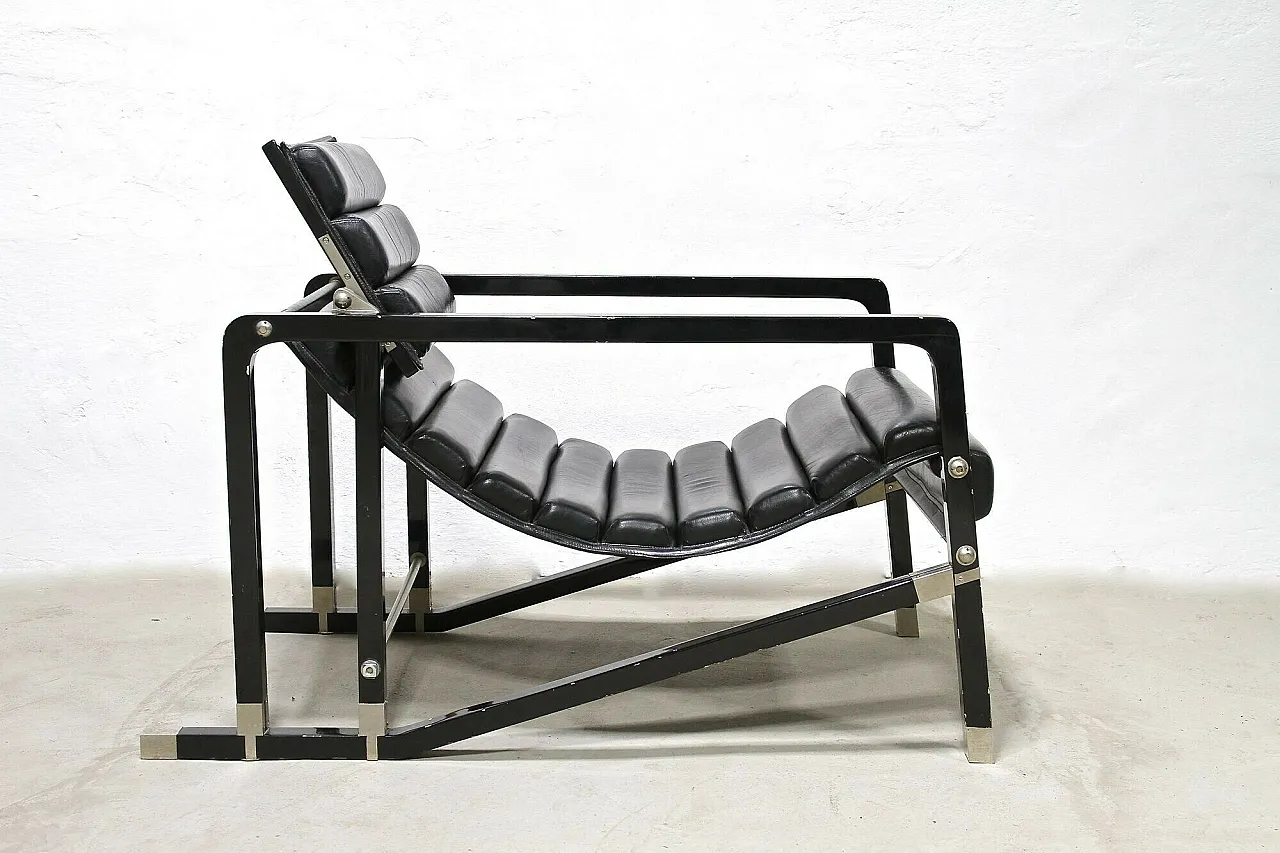 Chaise longue in pelle nera di Eileen Gray, Francia, 1927 5