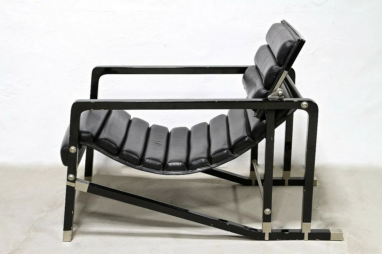 Chaise longue in pelle nera di Eileen Gray, Francia, 1927 10