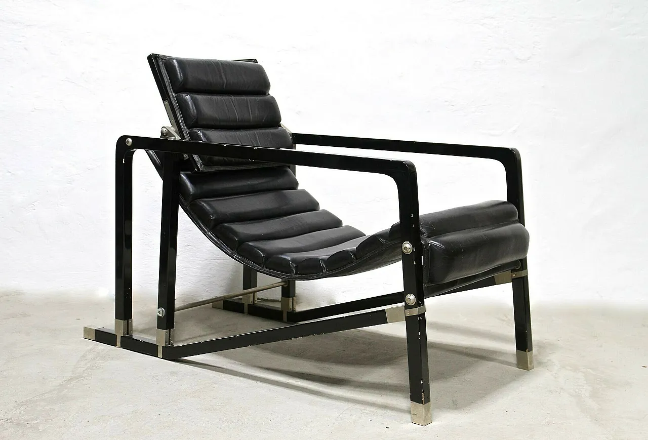 Chaise longue in pelle nera di Eileen Gray, Francia, 1927 15