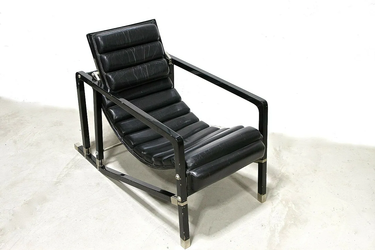 Chaise longue in pelle nera di Eileen Gray, Francia, 1927 16
