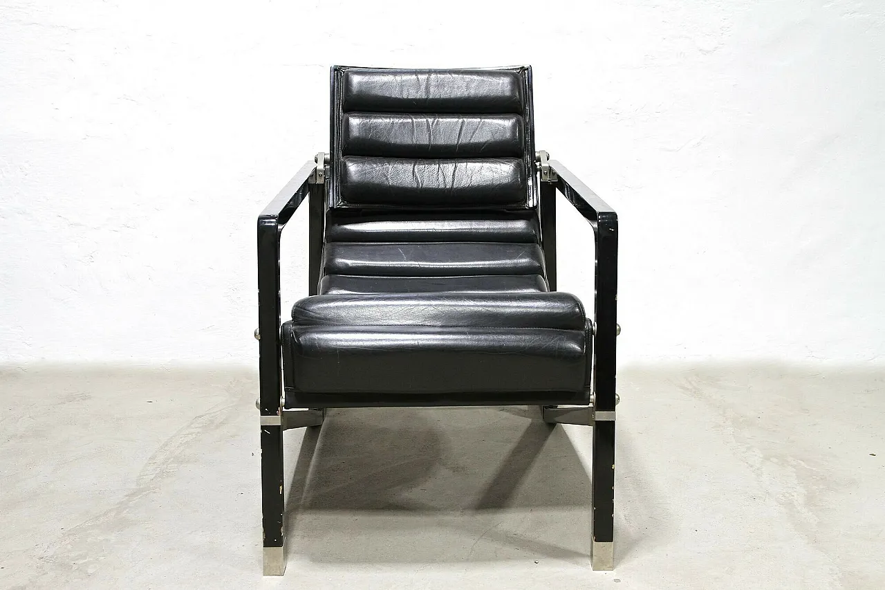 Chaise longue in pelle nera di Eileen Gray, Francia, 1927 18