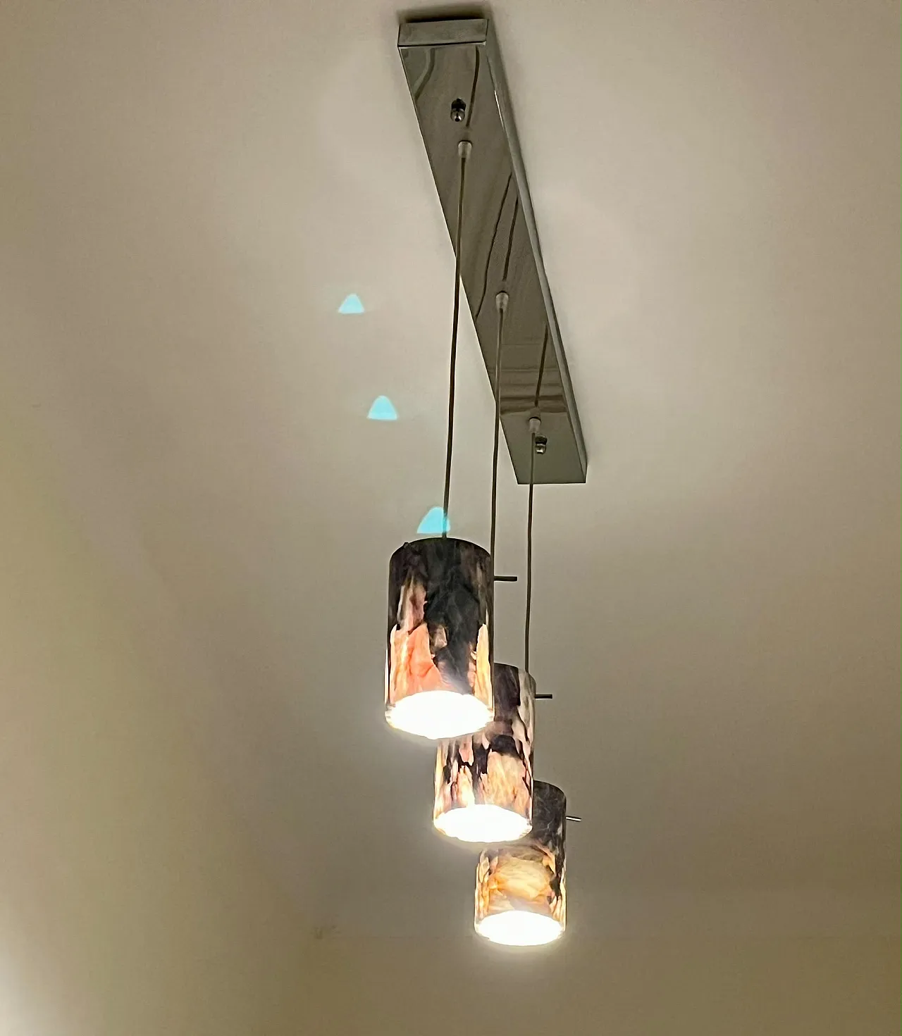 Ceiling white marble lamp Italian, 70s 3