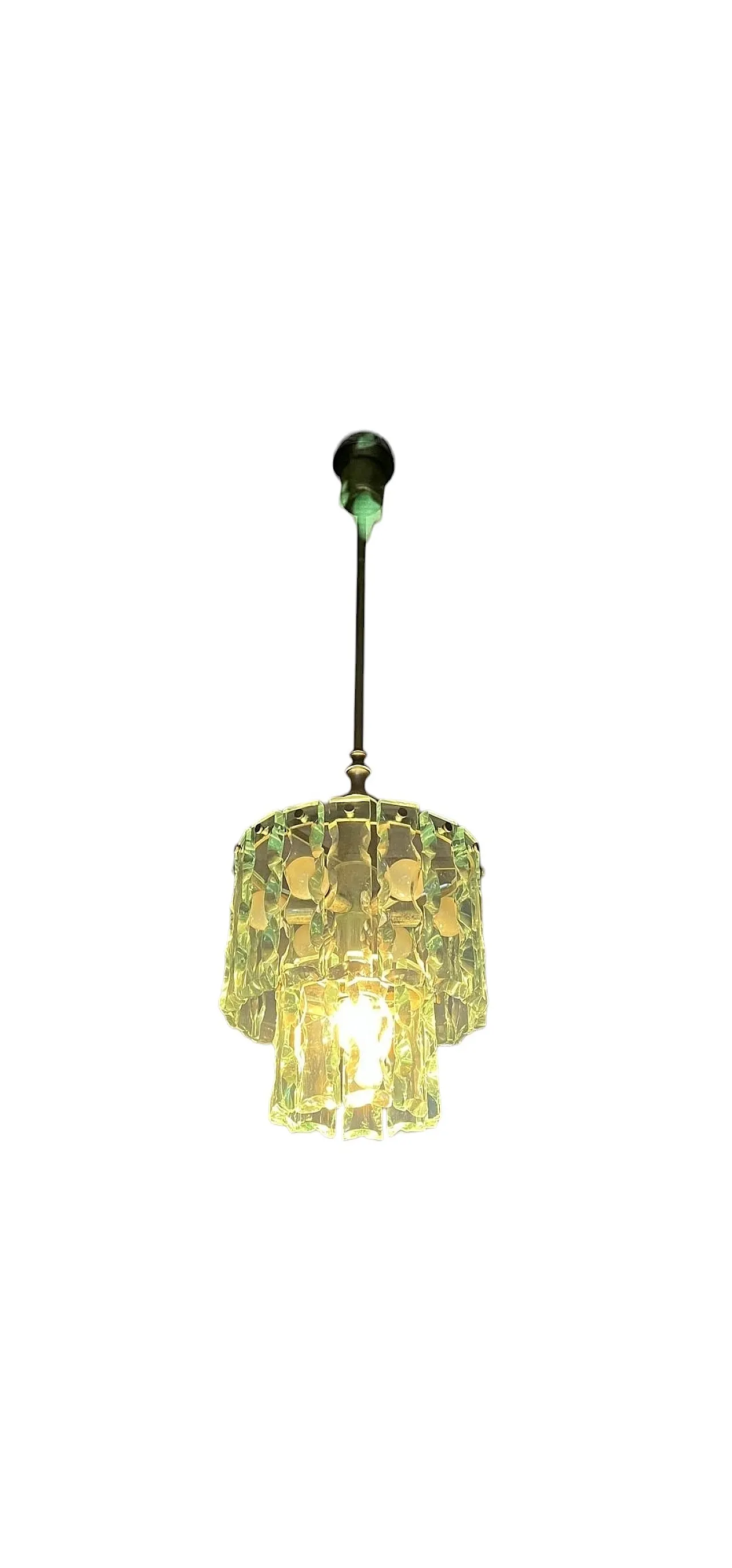 Lampadario in vetro molato e scalpellato stile Fontana Arte, anni '70 1