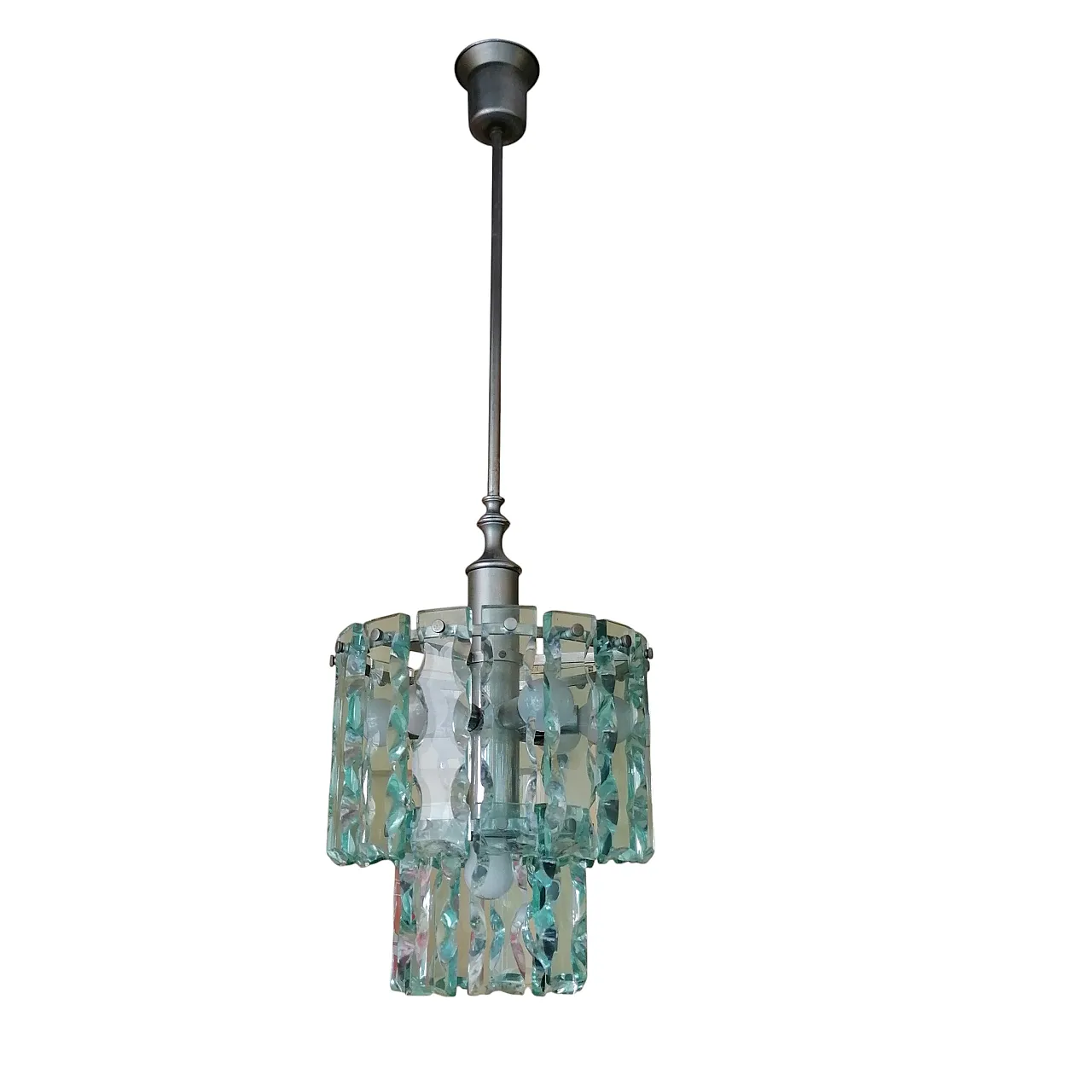 Lampadario in vetro molato e scalpellato stile Fontana Arte, anni '70 2