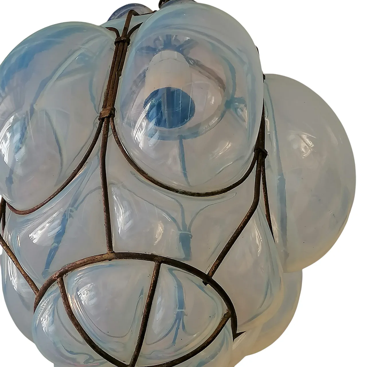 Lampadario Lanterna Veneziana in Vetro di Murano Soffiato e Ingabbiato 1