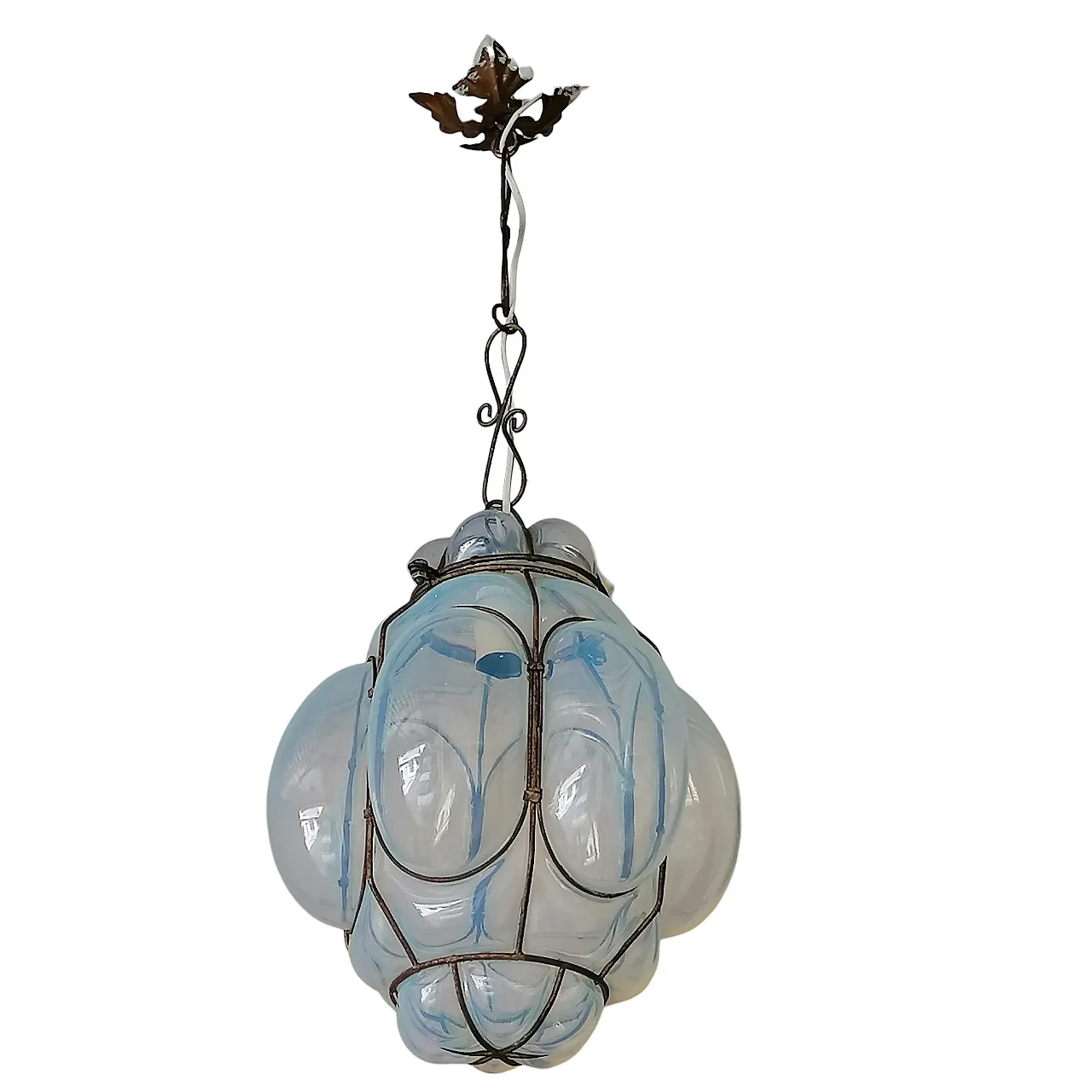 Lampadario Lanterna Veneziana in Vetro di Murano Soffiato e Ingabbiato 2