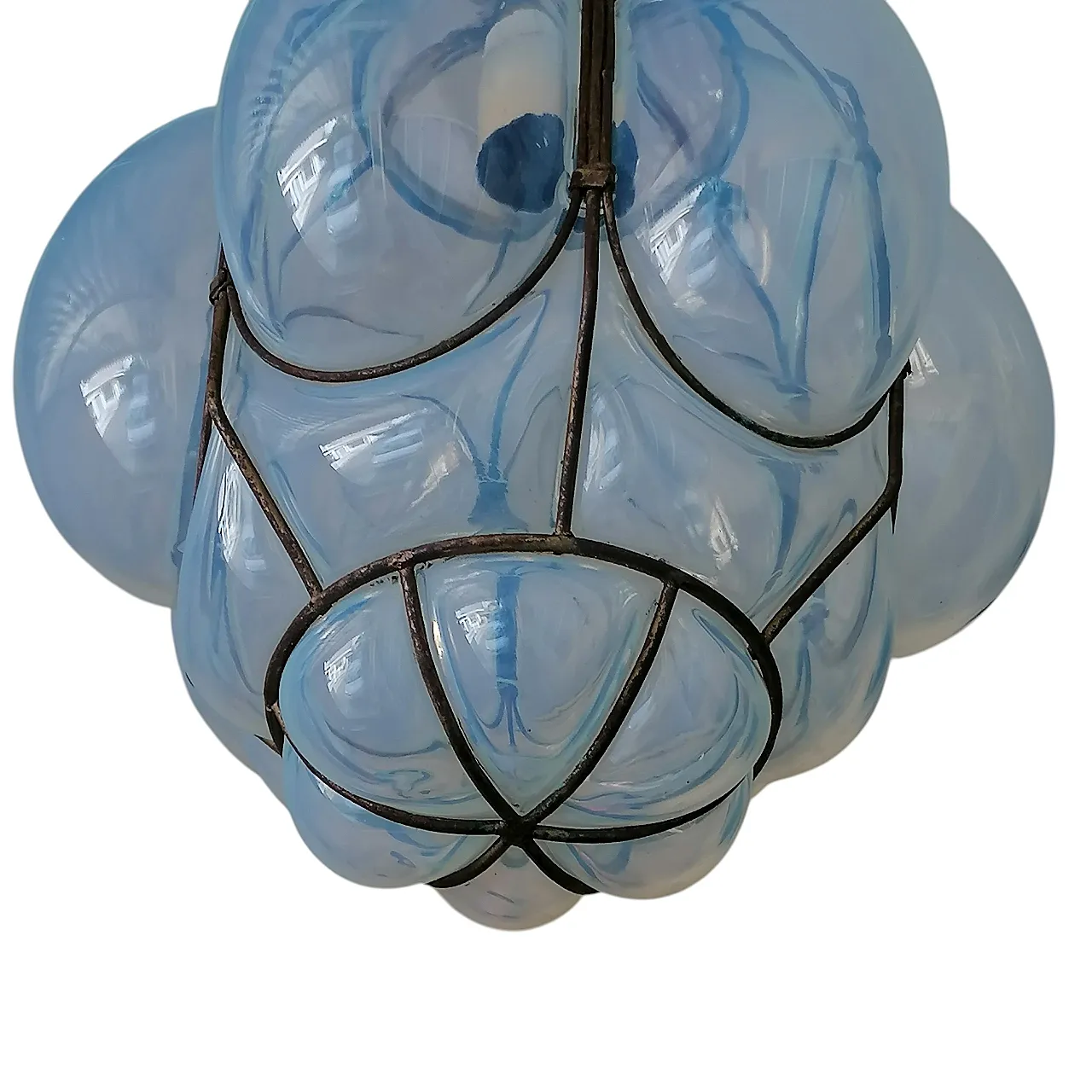 Lampadario Lanterna Veneziana in Vetro di Murano Soffiato e Ingabbiato 3