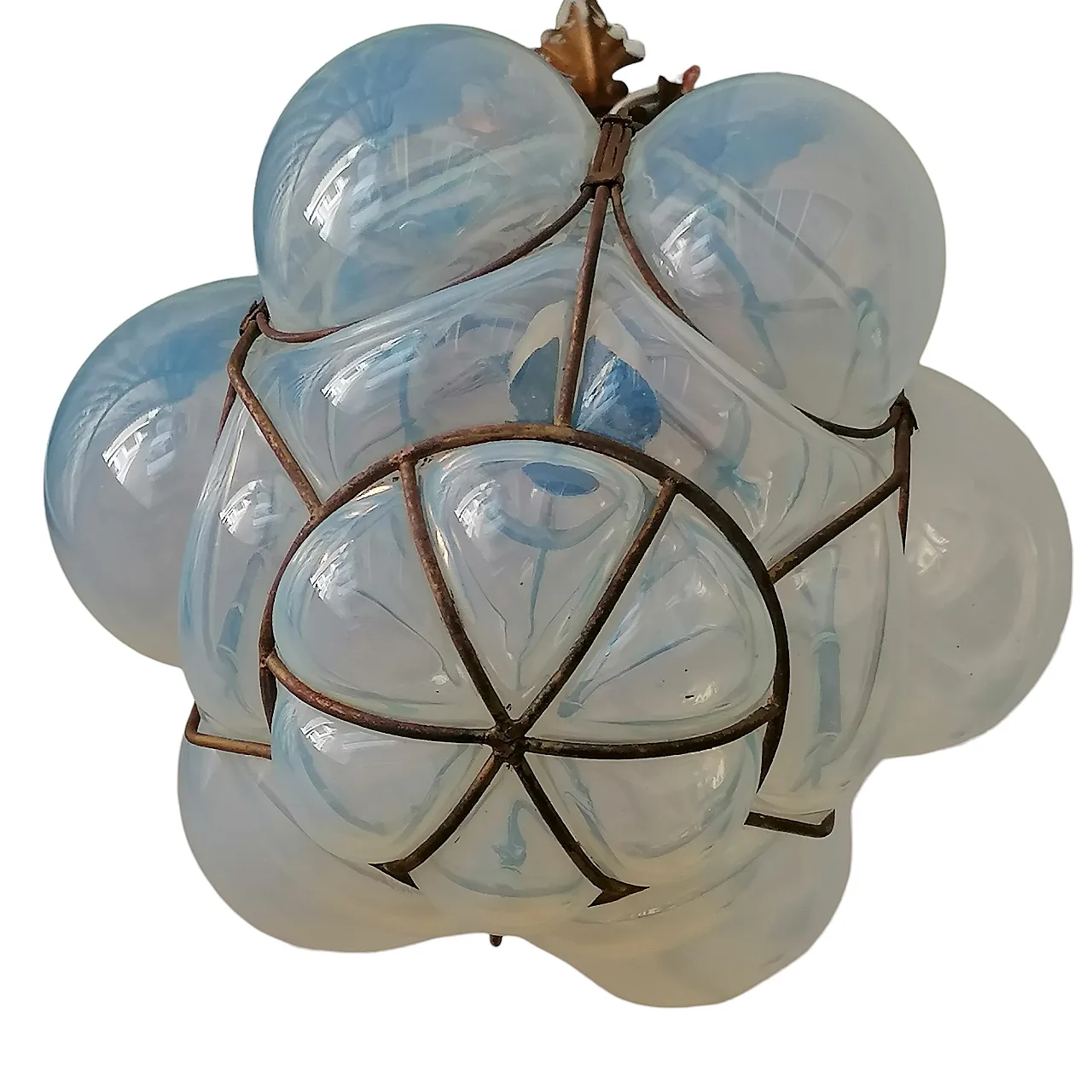 Lampadario Lanterna Veneziana in Vetro di Murano Soffiato e Ingabbiato 5