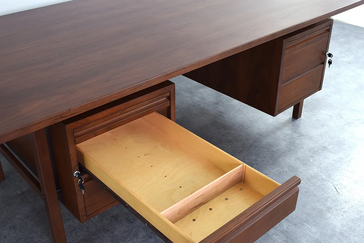 Mid-Century Large American Walnut Executive Desk 13