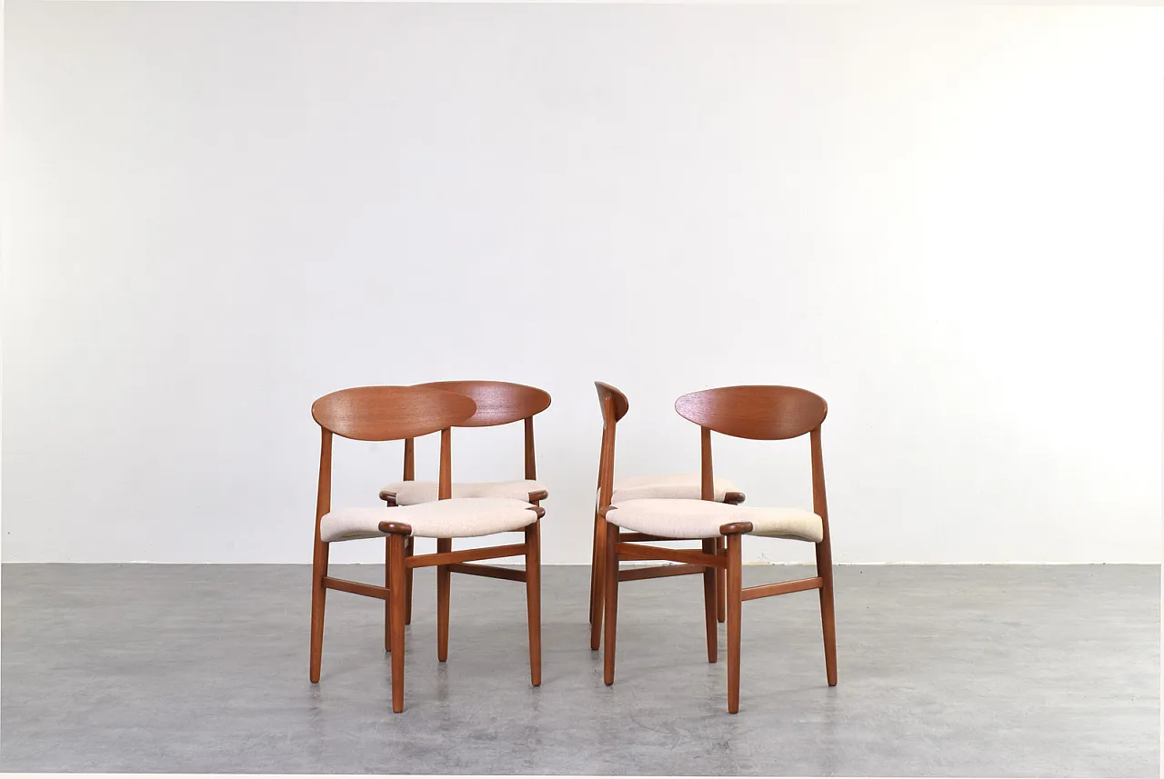 Danish Teak Dining Chairs by Ejner Larsen & Aksel Bender Madsen, 1960s 2