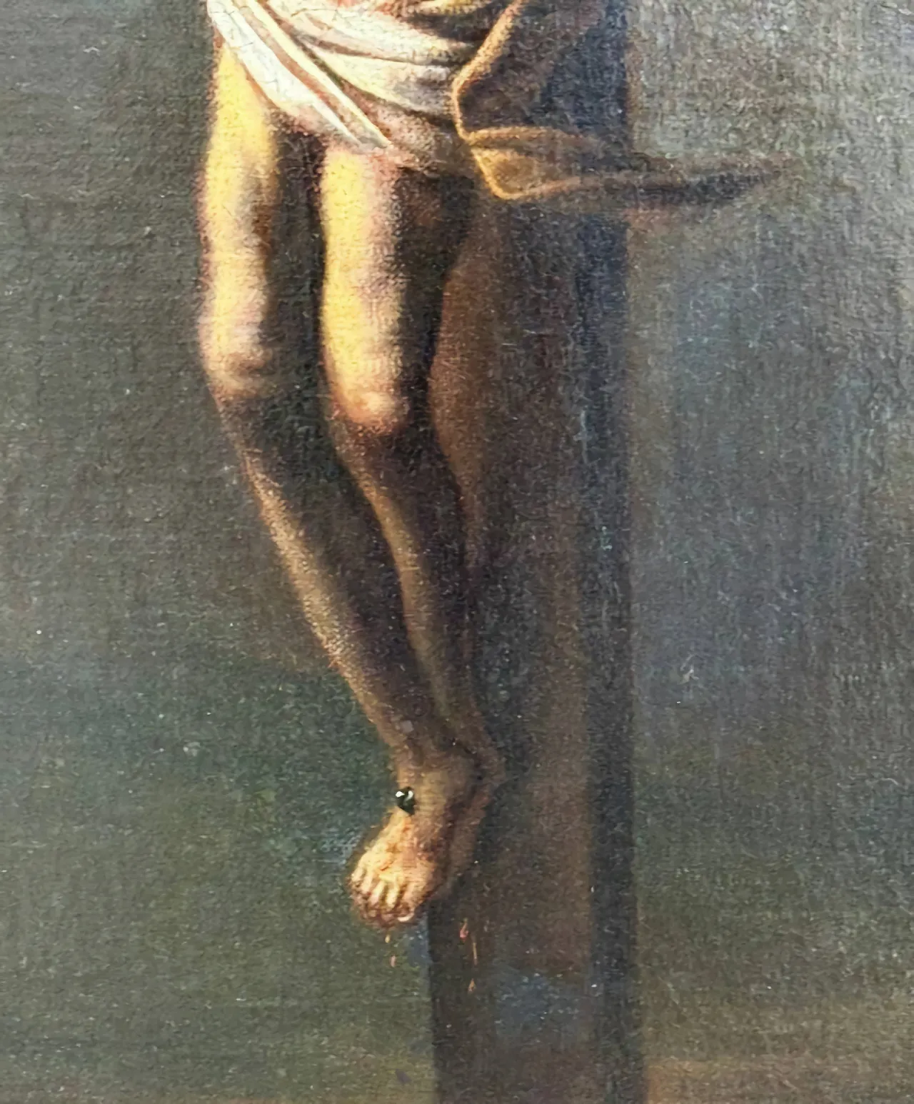 Crocifissione Monogrammata - Scuola Spagnola, Olio su Tela, XVII Secolo 4