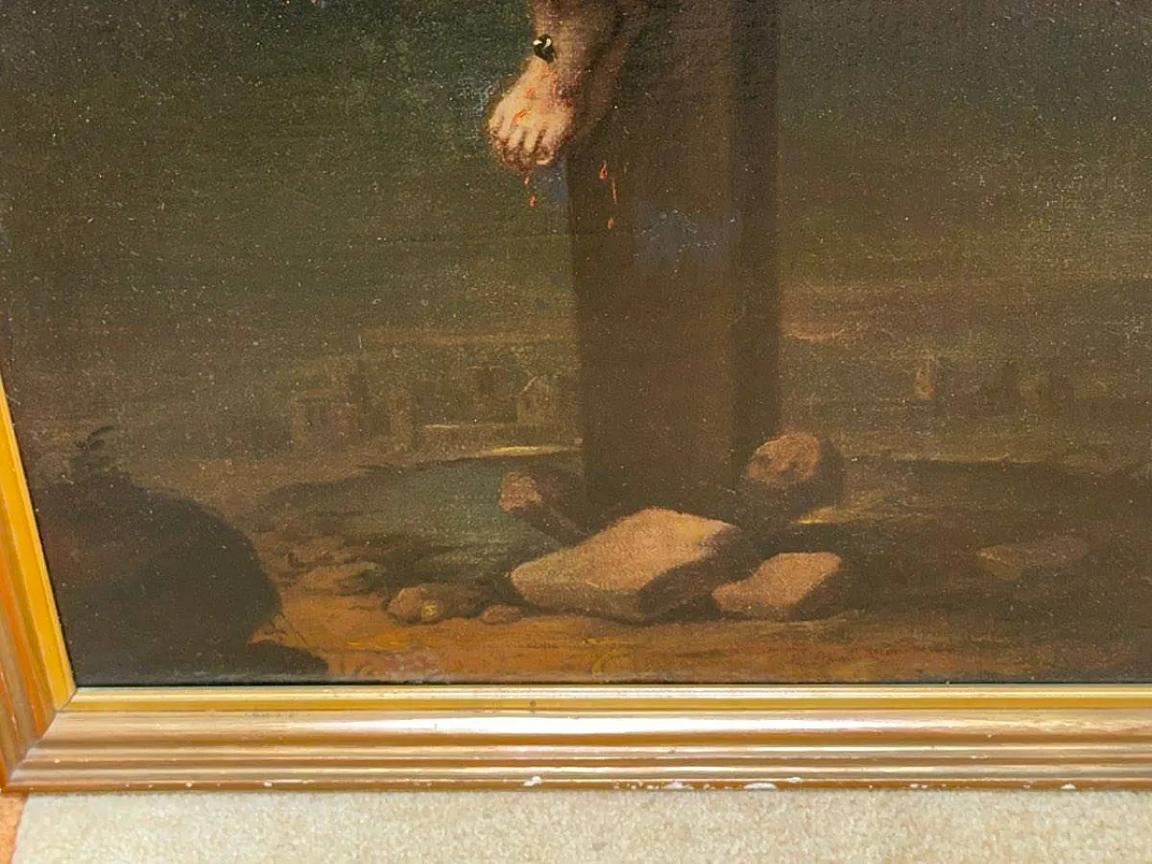 Crocifissione Monogrammata - Scuola Spagnola, Olio su Tela, XVII Secolo 7