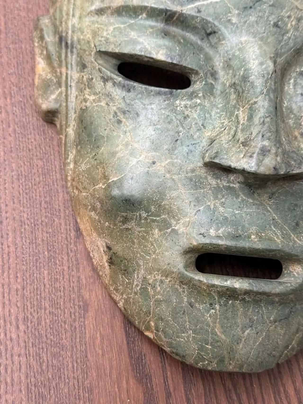 Antica maschera cerimoniale mesoamericana in pietra verde - Cultura Mezcala 4