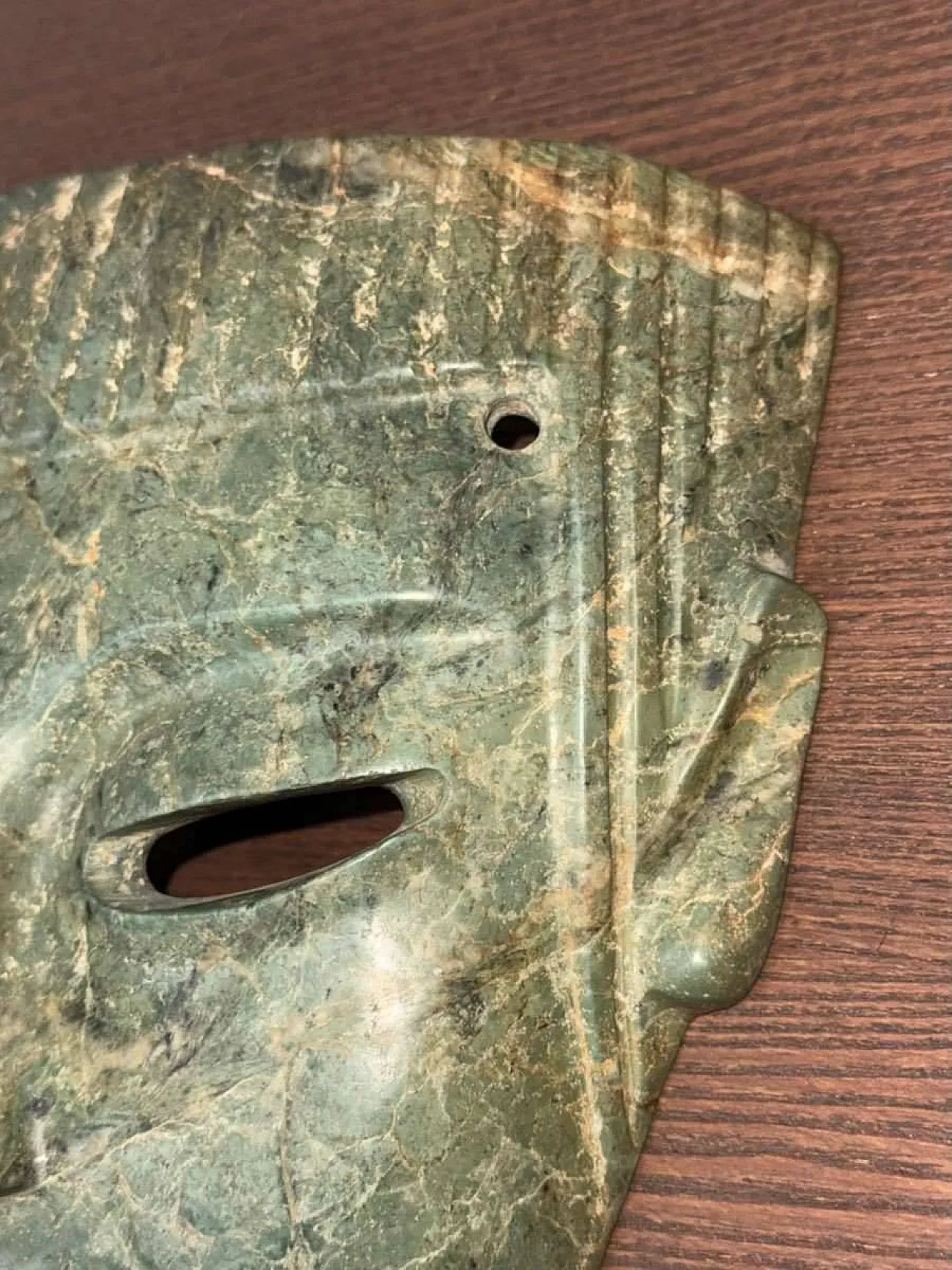 Antica maschera cerimoniale mesoamericana in pietra verde - Cultura Mezcala 5