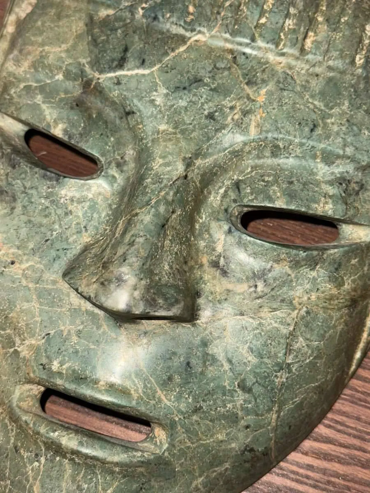 Antica maschera cerimoniale mesoamericana in pietra verde - Cultura Mezcala 6
