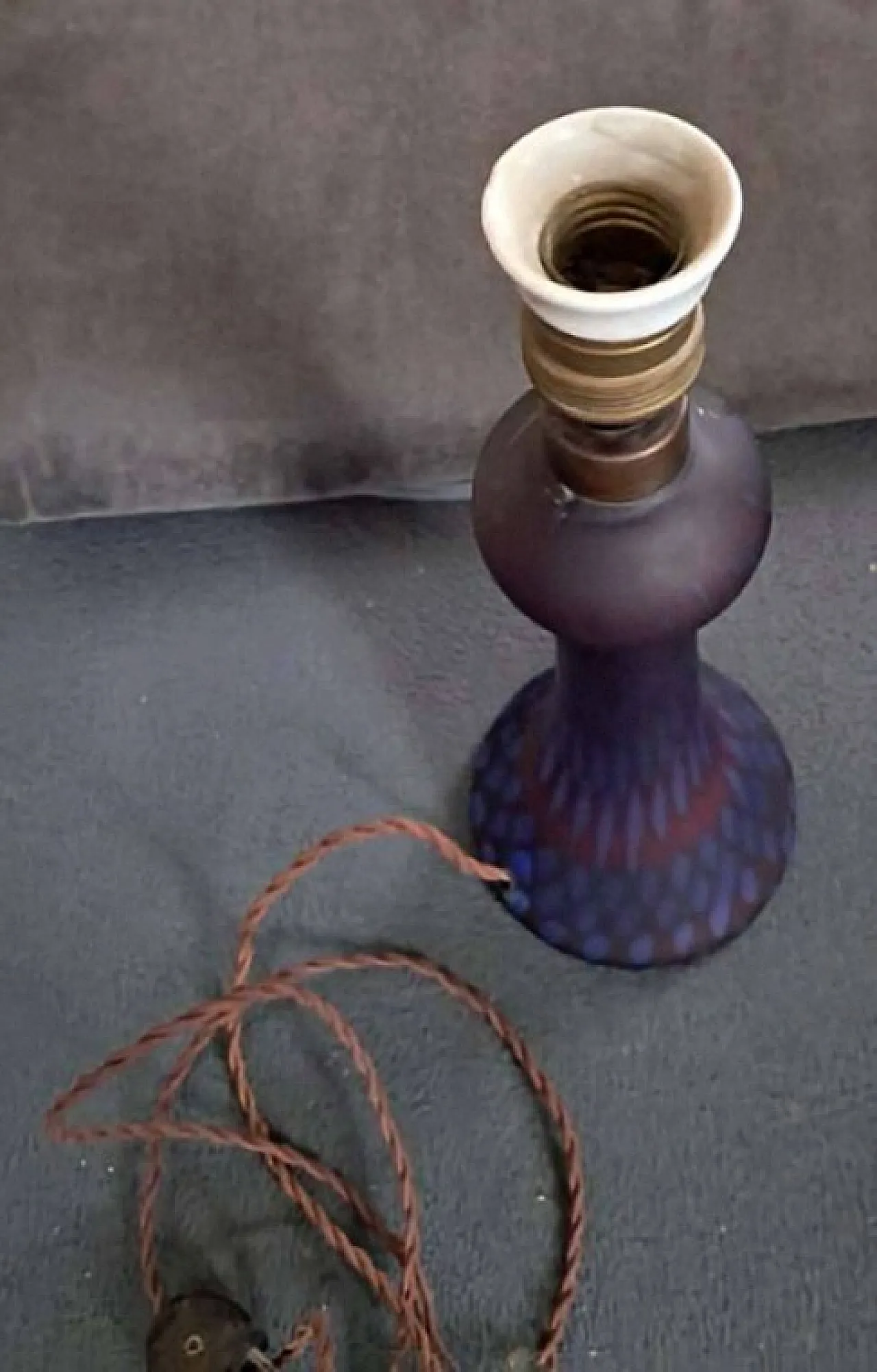Lampada iridescente con pavone in stile Art Nouveau - Loetz Witwe, inizio XX secolo 5