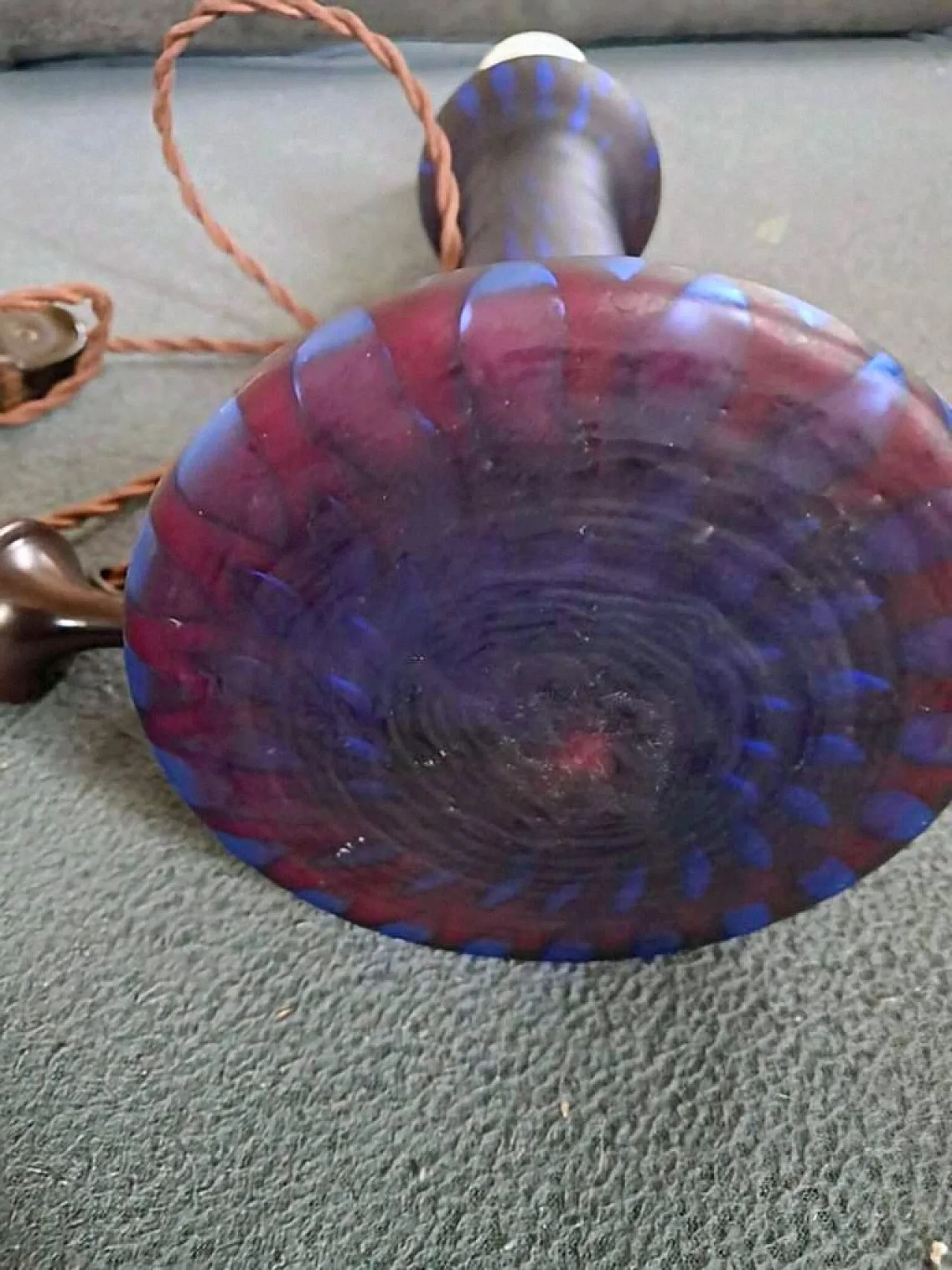 Lampada iridescente con pavone in stile Art Nouveau - Loetz Witwe, inizio XX secolo 6