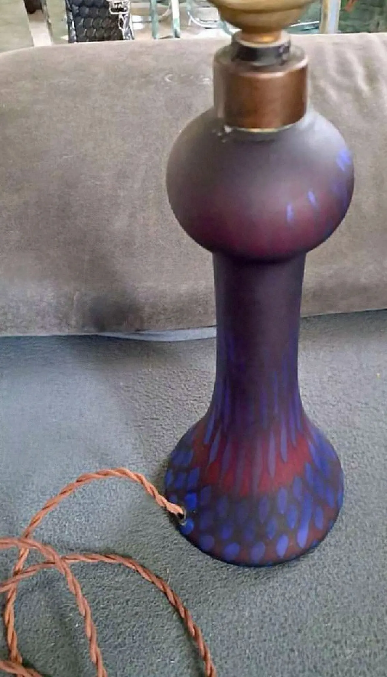 Lampada iridescente con pavone in stile Art Nouveau - Loetz Witwe, inizio XX secolo 8