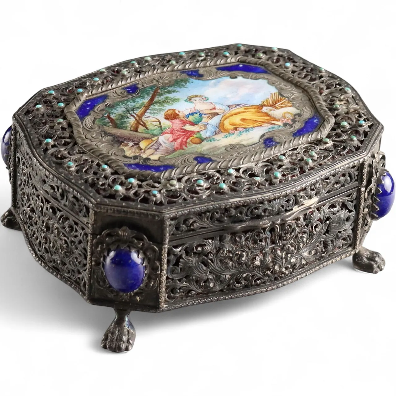 Silver and enamel casket, 20th century 11